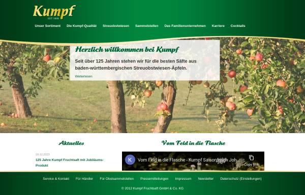Vorschau von www.kumpf-saft.de, Ernst Kumpf Fruchsaft GmbH & Co. KG