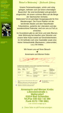 Vorschau der mobilen Webseite www.ferienhof-krebs.de, Ferienwohnung in Waltersdorf