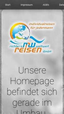 Vorschau der mobilen Webseite www.rrw-travel.de, richters reisen weltweit