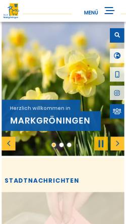 Vorschau der mobilen Webseite www.markgroeningen.de, Stadt Markgröningen