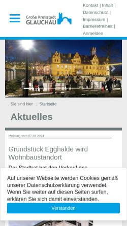 Vorschau der mobilen Webseite www.glauchau.de, Stadt Glauchau