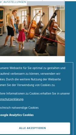 Vorschau der mobilen Webseite www.museum-markneukirchen.de, Musikinstrumenten-Museum Markneukirchen