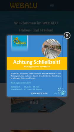 Vorschau der mobilen Webseite webalu.de, WEBALU Hallen- und Freibad
