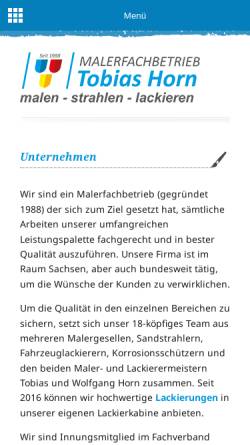 Vorschau der mobilen Webseite www.maler-horn.de, Malerfachbetrieb Wolfgang Horn