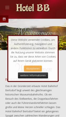 Vorschau der mobilen Webseite hotel-bb.de, Hotel Bahnhof Bertsdorf