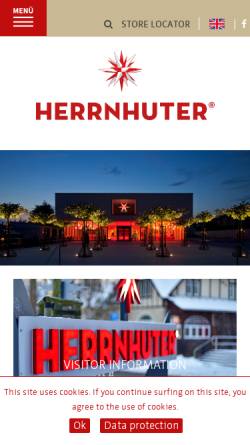Vorschau der mobilen Webseite www.herrnhuter-sterne.de, Herrnhuter Sterne GmbH