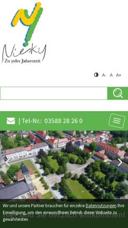 Vorschau der mobilen Webseite niesky.de, Kreisstadt Niesky