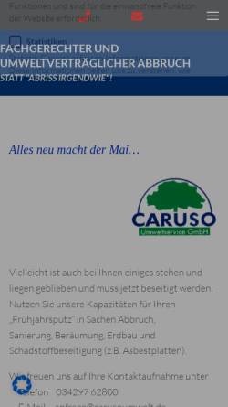 Vorschau der mobilen Webseite www.carusoumwelt.de, Caruso Umweltservice GmbH