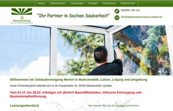 Vorschau von www.gebaeudereinigung-merkel.de, Merkel Glas- und Gebäudereinigung
