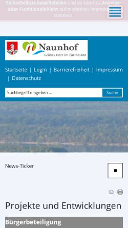 Vorschau der mobilen Webseite www.naunhof.de, Stadt Naunhof