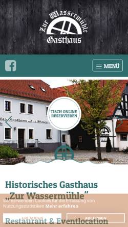 Vorschau der mobilen Webseite www.wassermuehle-hoefgen.de, Gasthaus Zur Wassermühle
