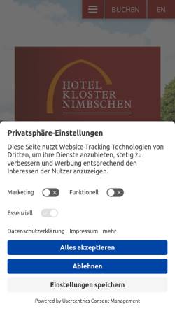 Vorschau der mobilen Webseite www.kloster-nimbschen.de, Hotel Kloster Nimbschen