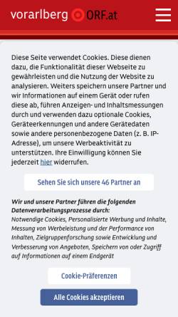 Vorschau der mobilen Webseite vorarlberg.orf.at, ORF Vorarlberg