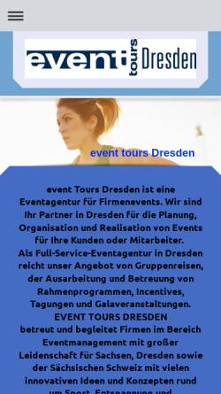 Vorschau der mobilen Webseite www.event-tours-dresden.de, event tours Dresden GmbH