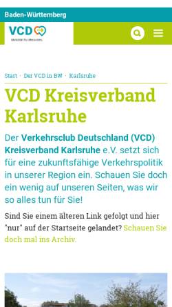 Vorschau der mobilen Webseite www.vcd.org, VCD Kreisverband Karlsruhe