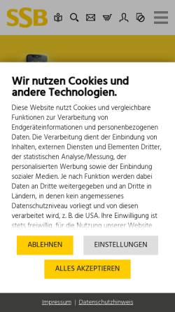 Vorschau der mobilen Webseite www.ssb-ag.de, Stuttgarter Straßenbahnen AG (SSB)