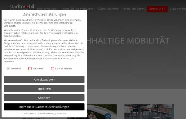 Vorschau von www.stadtmobil-suedbaden.de, Car-Sharing in Südbaden und Freiburg