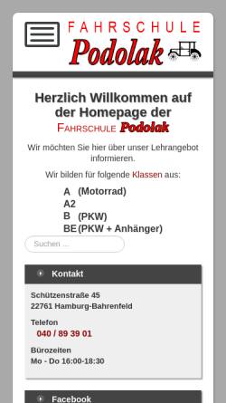 Vorschau der mobilen Webseite fahrschule-podolak.de, Fahrschule Podolak