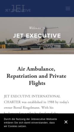 Vorschau der mobilen Webseite www.jetexecutive.com, Jet Executive GmbH & Co. KG