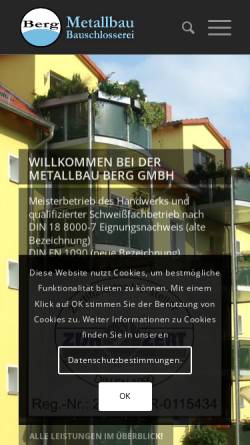 Vorschau der mobilen Webseite www.metallbau-berg.de, Metallbau Berg
