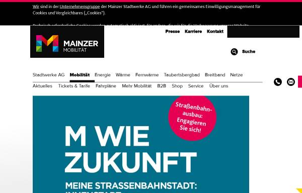 Vorschau von www.mainzer-mobilitaet.de, Mainzer Verkehrsgesellschaft mbH