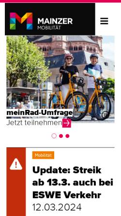 Vorschau der mobilen Webseite www.mainzer-mobilitaet.de, Mainzer Verkehrsgesellschaft mbH