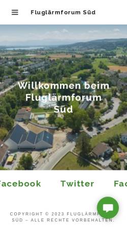 Vorschau der mobilen Webseite fluglaermforum.ch, Fluglärmforum Süd