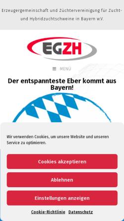 Vorschau der mobilen Webseite www.egzh-bayern.de, Erzeugergemeinschaft und Züchtervereinigung für Zucht- und Hybridzuchtschweine in Bayern w.V.