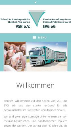 Vorschau der mobilen Webseite www.vsr-svg.de, SVG eG Schweine-Vermarktungs-Genossenschaft Rheinland-Pfalz-Hessen-Saar e.G.