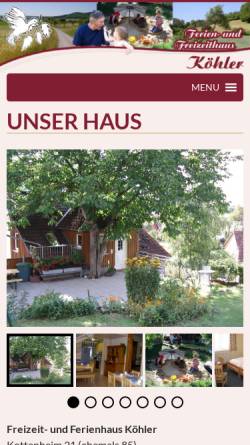 Vorschau der mobilen Webseite www.koehler-ferienhaus.de, Freizeit- und Ferienhaus Köhler