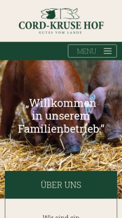 Vorschau der mobilen Webseite www.cord-kruse.de, Bernhard Cord-Kruse - Schweineherdbuchzucht