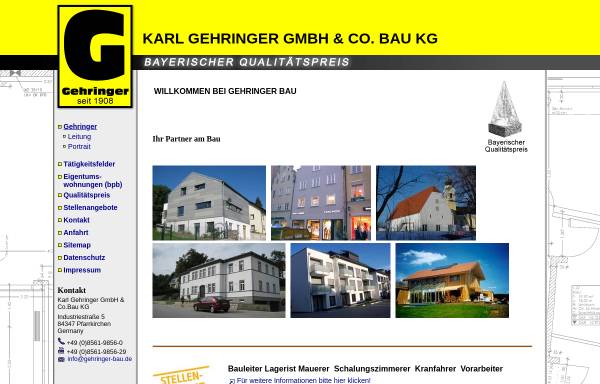 Vorschau von www.gehringer-bau.de, Gehringer GmbH & Co. Bau KG