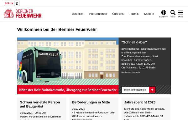 Vorschau von www.berliner-feuerwehr.de, Berliner Jugendfeuerwehr