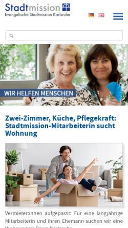 Vorschau der mobilen Webseite www.karlsruher-stadtmission.de, Evangelische Stadtmission Karlsruhe