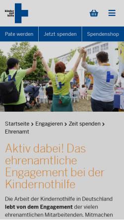 Vorschau der mobilen Webseite www.kindernothilfe.de, Kindernothilfe Freundeskreis Karlsruhe