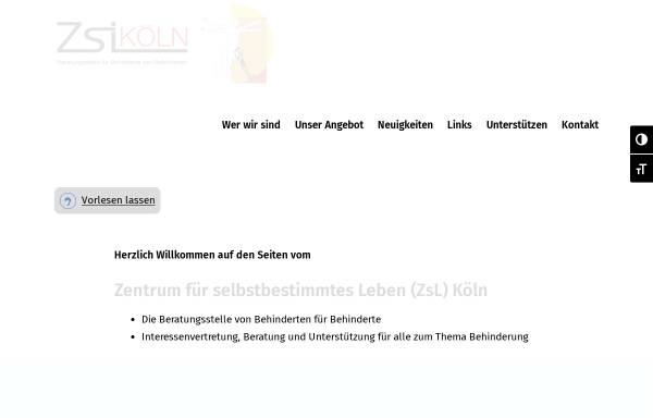 Vorschau von www.zsl-koeln.de, Zentrum für selbstbestimmtes Leben Köln