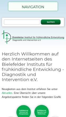Vorschau der mobilen Webseite www.bielefelder-institut.de, Bielefelder Institut für frühkindliche Entwicklung e.V.