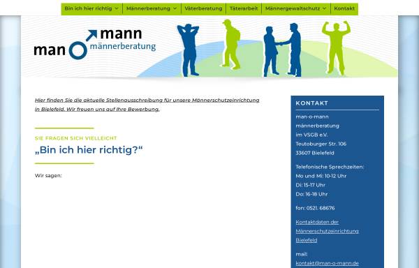 Vorschau von www.man-o-mann.de, man-o-mann Männerberatung