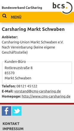 Vorschau der mobilen Webseite carsharing.de, Carsharing-Union Markt Schwaben e.V.