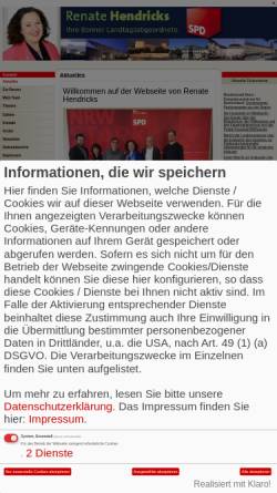 Vorschau der mobilen Webseite www.renate-hendricks.de, Hendricks, Renate Maria (MdL)