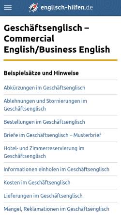 Vorschau der mobilen Webseite www.englisch-hilfen.de, Commercial English