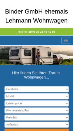 Vorschau der mobilen Webseite www.lehmann-wohnwagen.de, Lehmann Wohnwagen