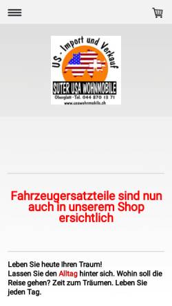Vorschau der mobilen Webseite www.usawohnmobile.ch, Suter USA Wohnmobile Regensdorf