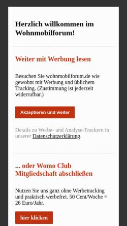 Vorschau der mobilen Webseite www.wohnmobilforum.de, Wohnmobilforum.de