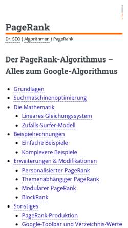 Vorschau der mobilen Webseite www.suchmaschinen-doktor.de, Algorithmen: PageRank