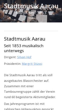 Vorschau der mobilen Webseite www.stadtmusik-aarau.ch, Stadtmusik Aarau
