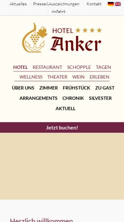 Vorschau der mobilen Webseite hotel-anker.de, Hotel Anker