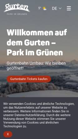 Vorschau der mobilen Webseite www.gurtenpark.ch, Gurten