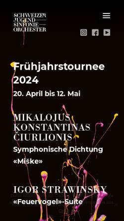 Vorschau der mobilen Webseite www.sjso.ch, SJSO - Schweizer Jugend-Sinfonie-Orchester