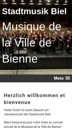Vorschau der mobilen Webseite www.stadtmusikbiel.ch, Stadtmusik Biel
